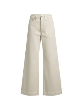LOV Wide-Leg Flare Women's Beige Zip-Fly Jeans Size 30 Inseam 28.5" NWT